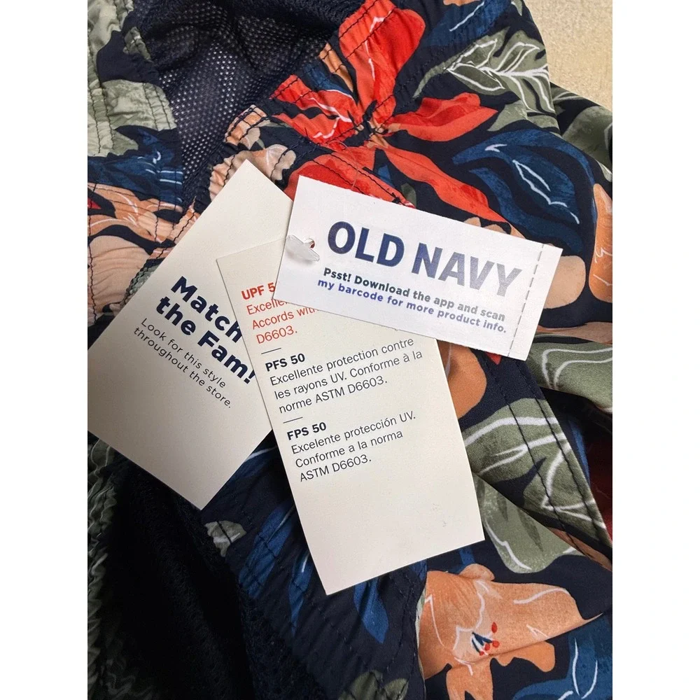Old Navy Mens XL Floral Swim Trunks Board Shorts Elastic Waist‎ UPF 50 New-846